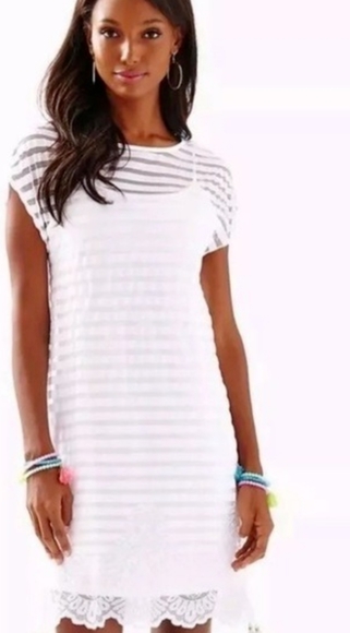 Lily Pulitzer Dress Adria Resort White Mesh